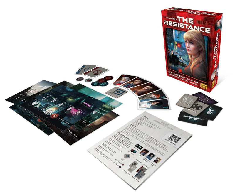 Board game 'The Resistance' with components on a white background