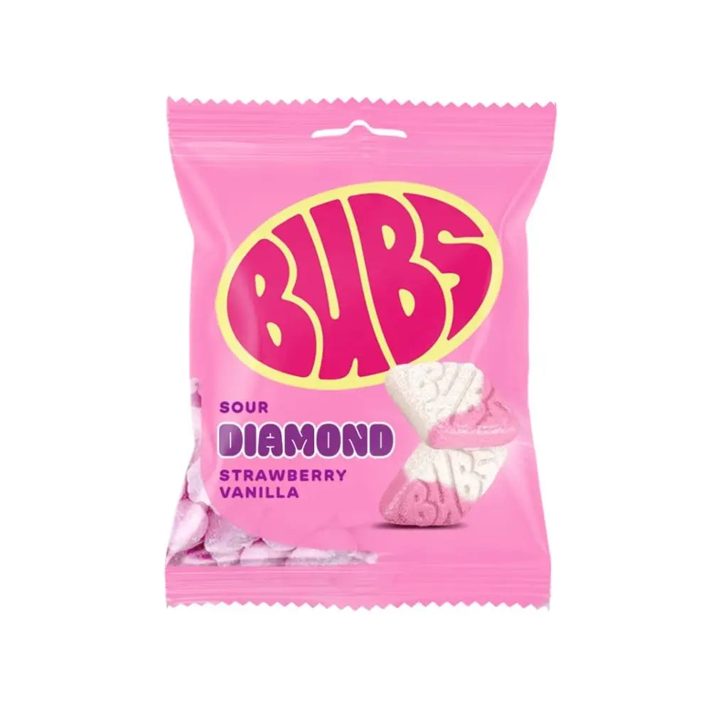 Bubs Sour Diamond Strawberry Vanilla Gummies 156g (Sweden)