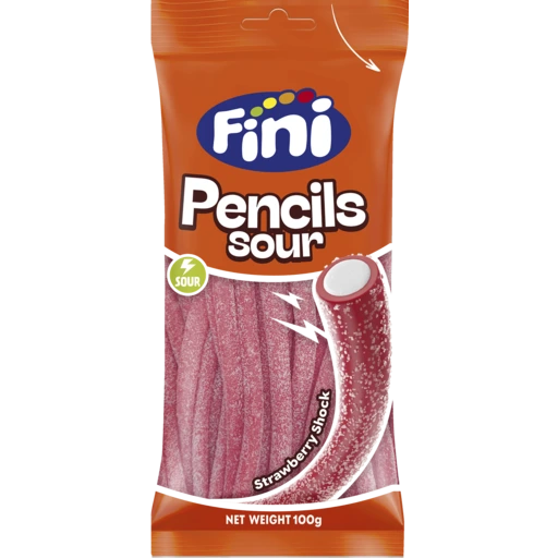Fini Sour Strawberry Shock Pencils 100g (Spain)