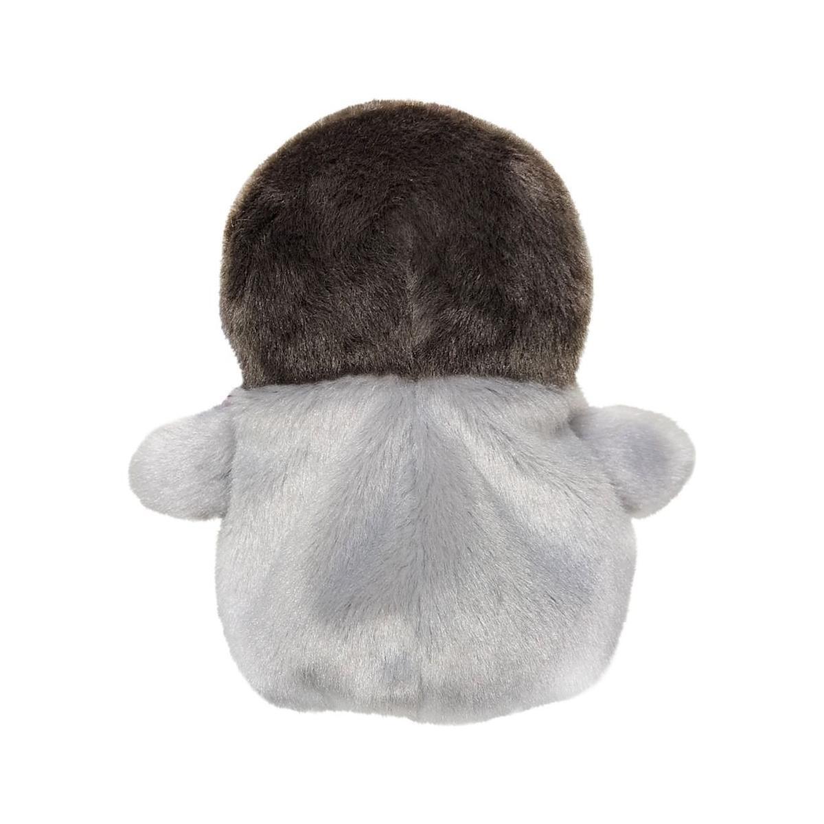 The Palm Pal Crumbs Pigeon by Twice as Sweet features dark brown fur on its head and light gray fur on its body and arms—an adorable urban plush toy, shown from the back, perfect for city park adventures.