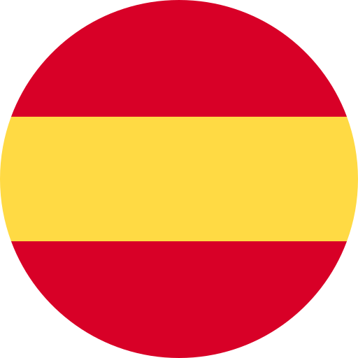 A circular icon of the flag of Spain, featuring three horizontal stripes: red on the top and bottom and a wider yellow stripe in the middle.