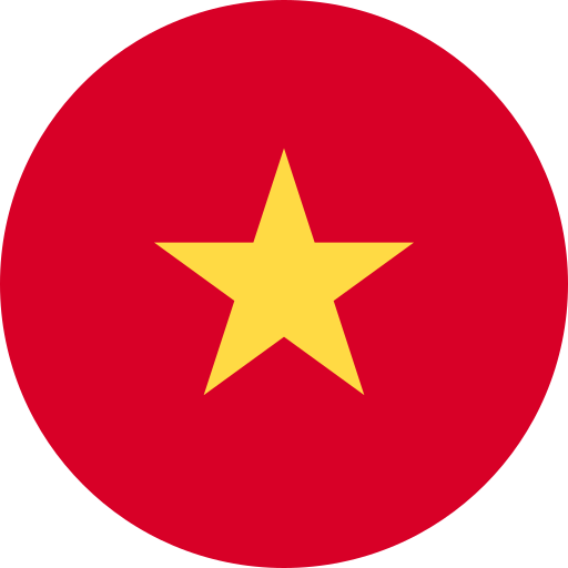 A red circle with a large yellow five-pointed star in the center, representing the national flag of Vietnam.