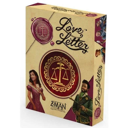 Box of 'Love Letter' board game by ZMan Games on a white background
