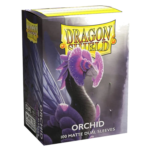 Dragon Shield orchid card sleeves packaging on a white background