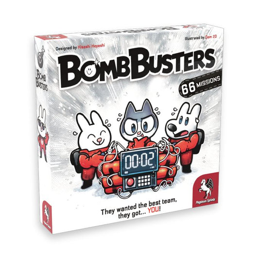 Box of Bomb Busters board game with cartoon characters and timer graphic.