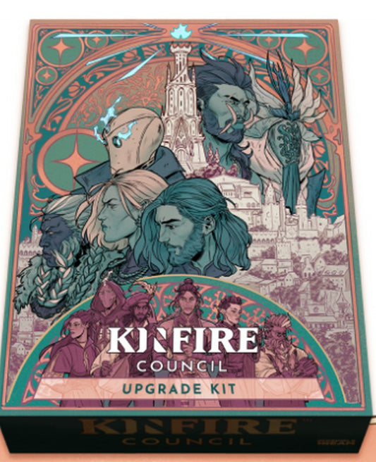 Box for 'Kinfire Council Upgrade Kit' with fantasy-themed artwork on a white background