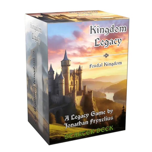 Kingdom Legacy game box with castle illustration on a white background