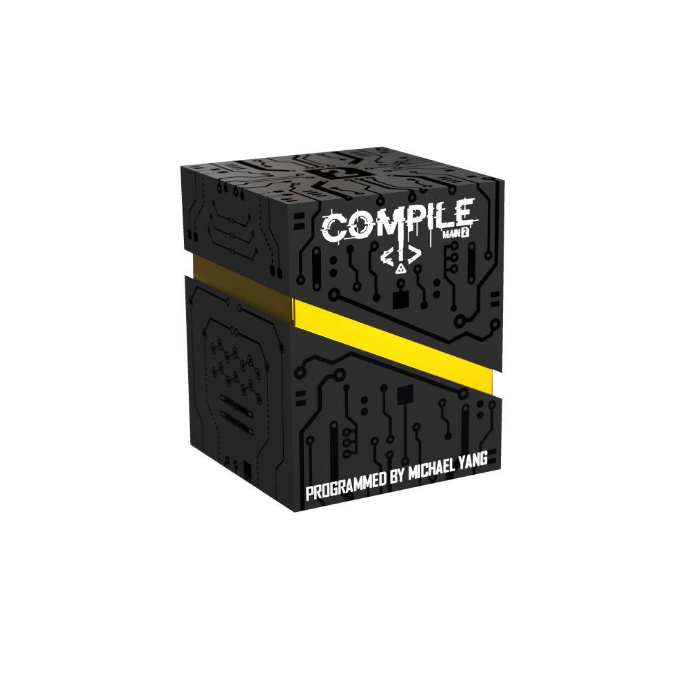 Black and yellow box with 'Compile Main 2' branding on a white background