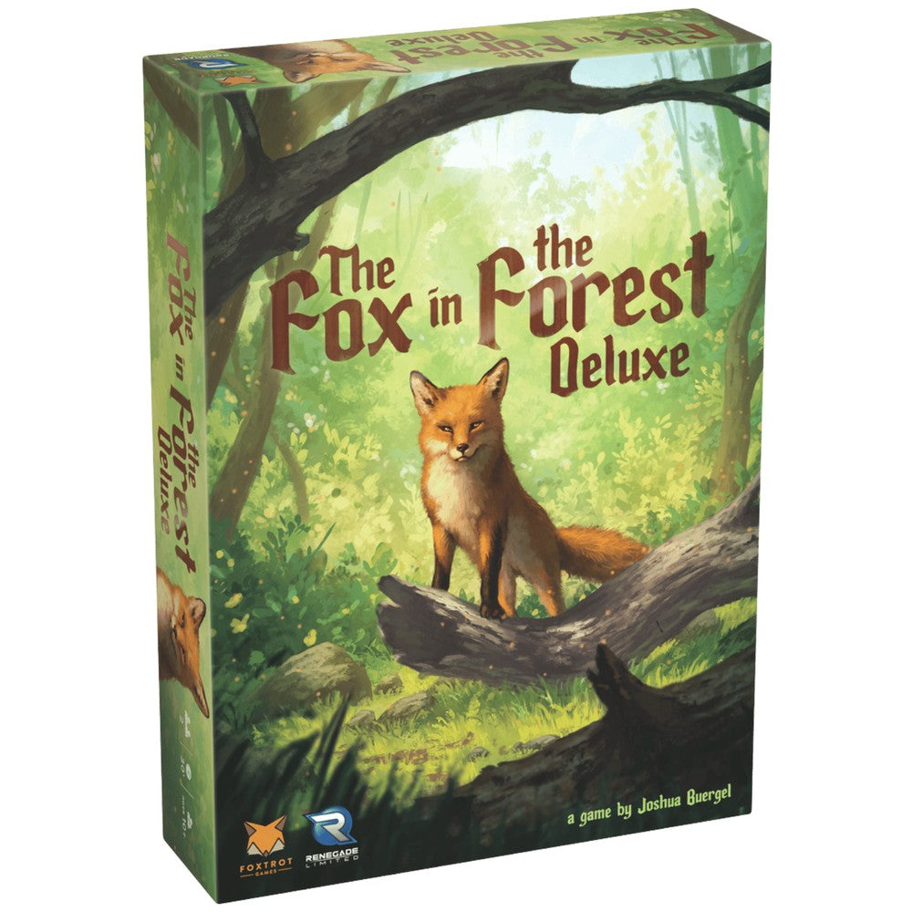 Board game box titled 'The Fox in the Forest Deluxe' with a fox illustration on a forest background.
