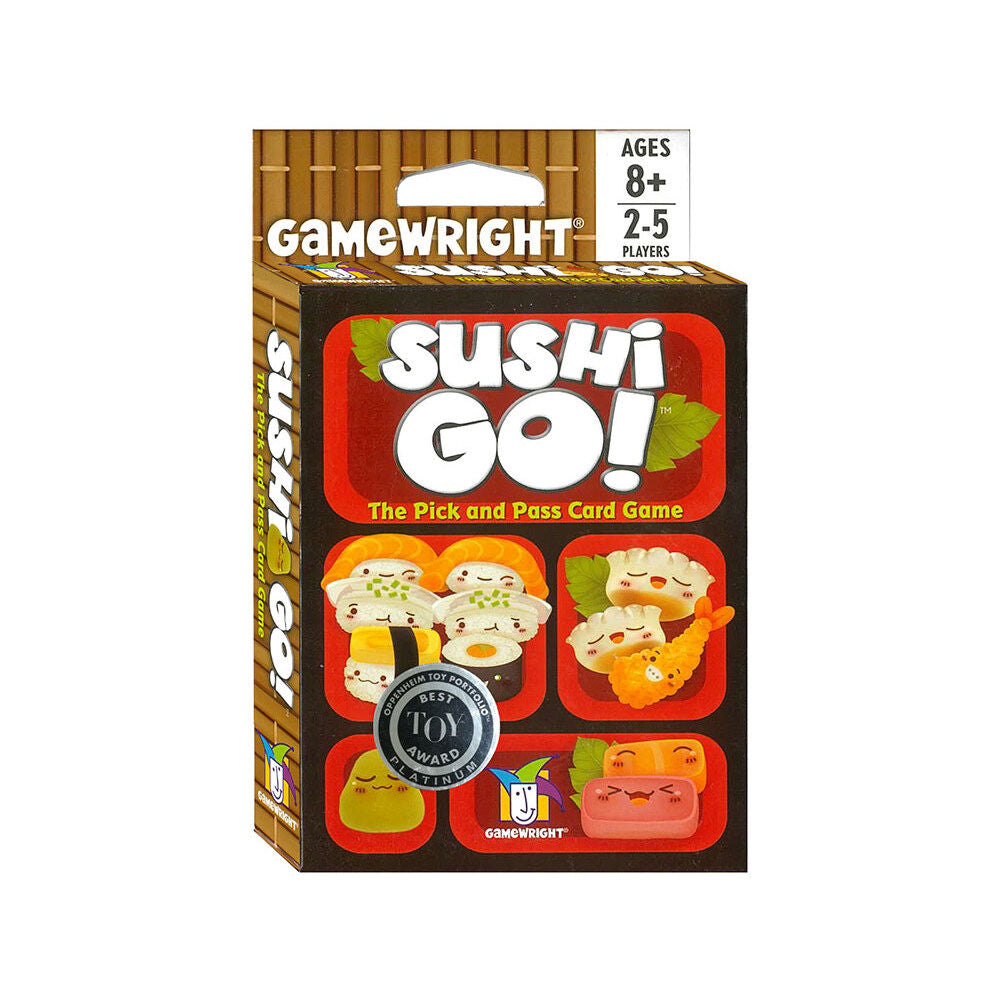 Sushi Go! card game box by Gamewright on a white background
