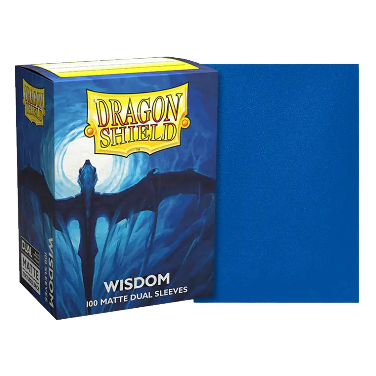 Dragon Shield Wisdom blue card sleeves packaging with dragon illustration