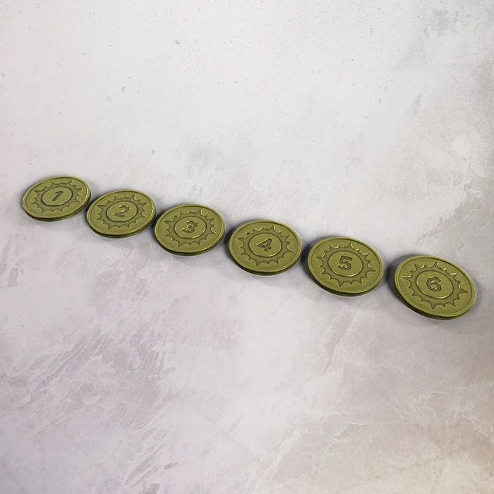 One page Rules Grimdark Future Metal Objective Markers (6)