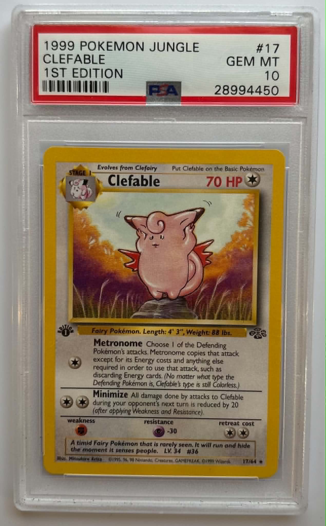 PSA10 Clefable 1st Edition (JU - 17/64)