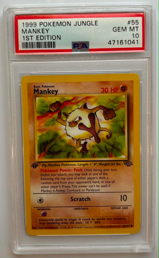 PSA10 Mankey 1st Edition (JU - 55/64)