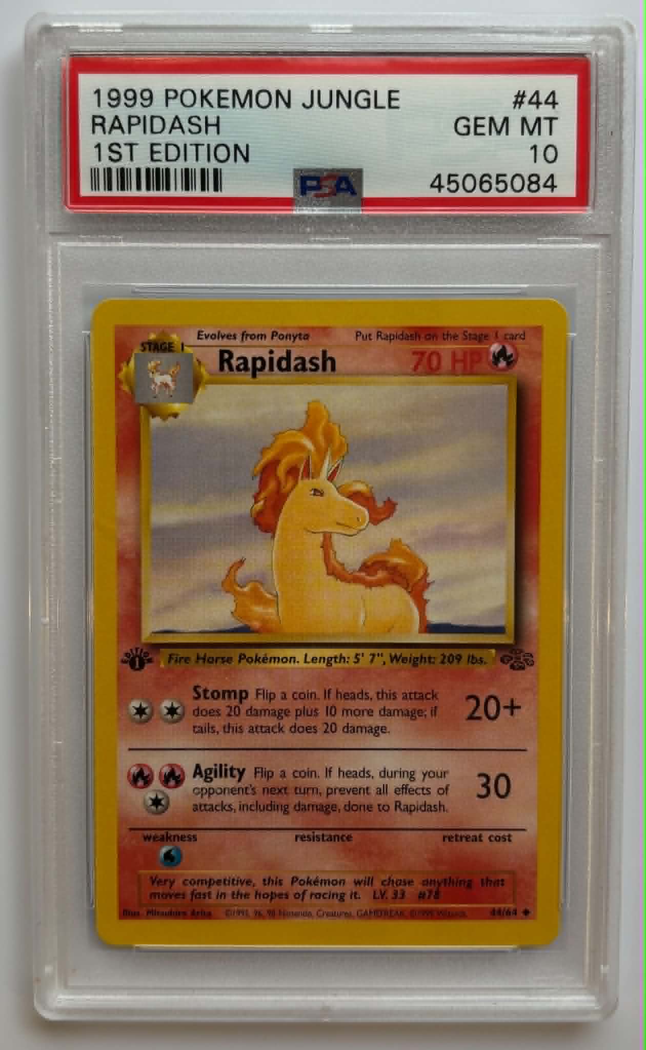 PSA10 Rapidash 1st Edition (JU - 44/64)