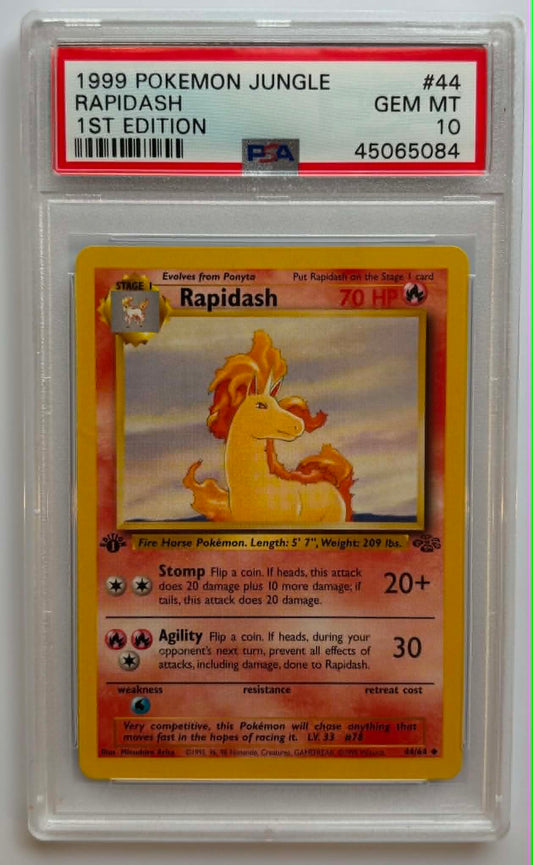 PSA10 Rapidash 1st Edition (JU - 44/64)