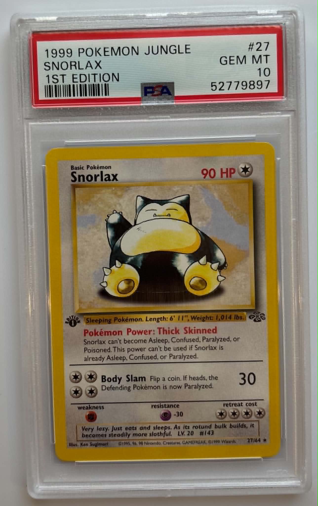 PSA10 Snorlax 1st Edition (JU - 27/64)