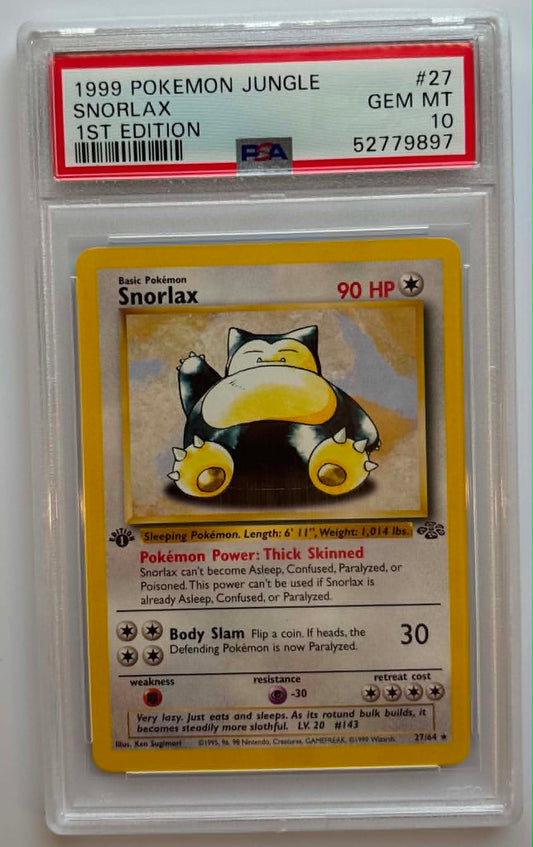 PSA10 Snorlax 1st Edition (JU - 27/64)