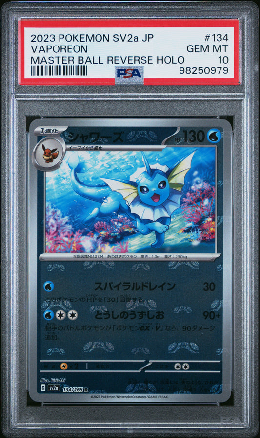 PSA10 JAP Vaporeon Master Ball Reverse Holo [SV2A - 134/165]