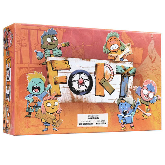 'Fort' board game box with cartoon characters and the word 'Fort' on a red background