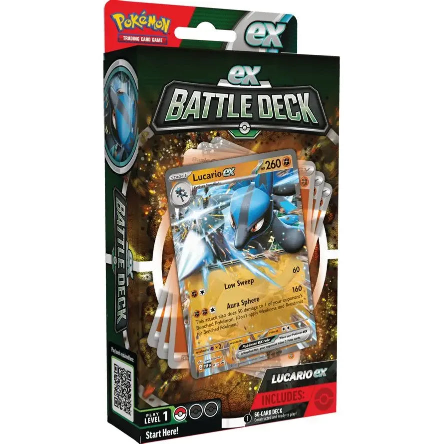 Pokémon Lucario ex Battle Deck packaging with card displayed