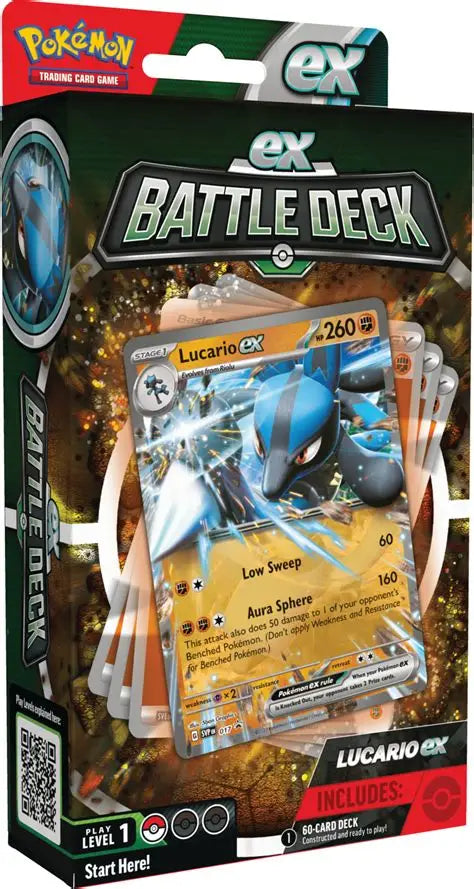 Pokémon Lucario ex Battle Deck packaging with card displayed