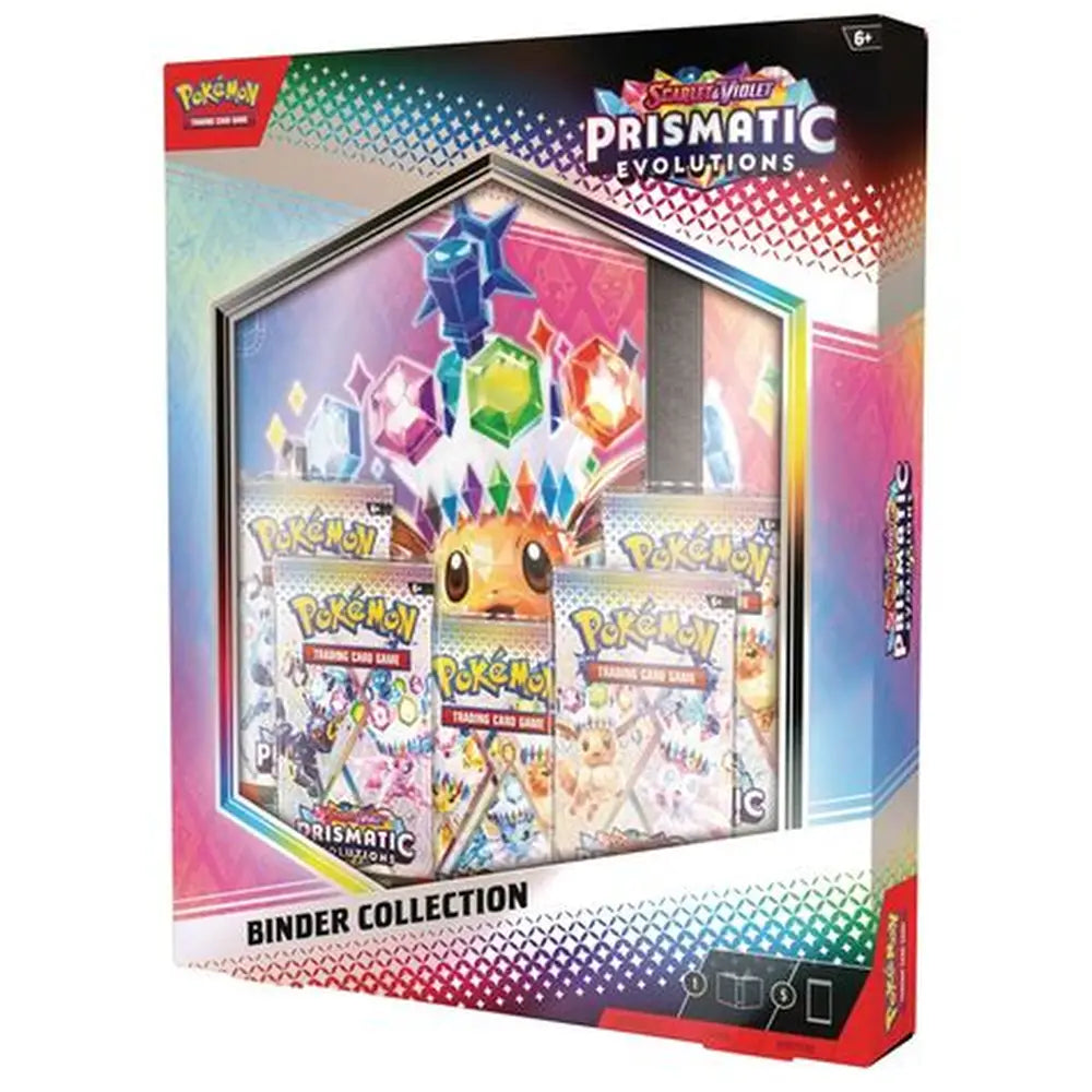 Pokémon Prismatic Evolutions binder collection packaging with colorful design front left view