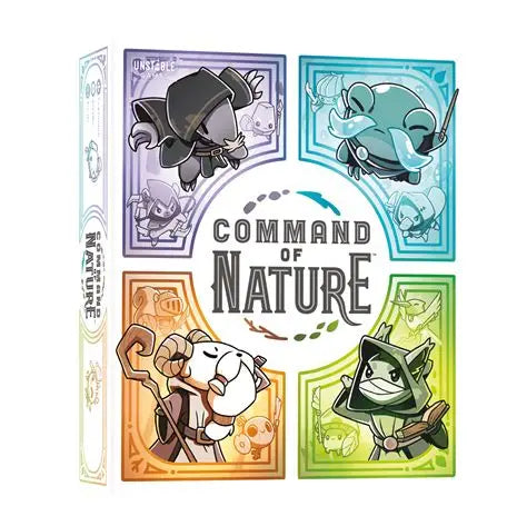 Card game box titled 'Command of Nature' with four character cards displayed on a white background.