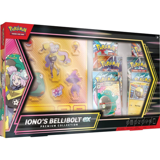 Pokémon trading card game premium collection box featuring Iono's Bellibolt ex front view