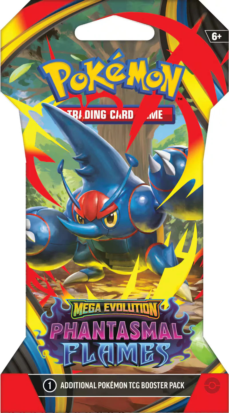 Pokémon trading card game booster pack with a blue creature on a colorful background