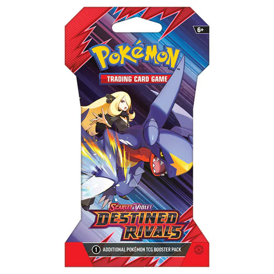 Pokémon Trading Card Game booster pack with Destined Rivals theme on a white background