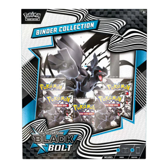 Pokémon Black Bolt binder collection packaging with Pokémon characters and text.