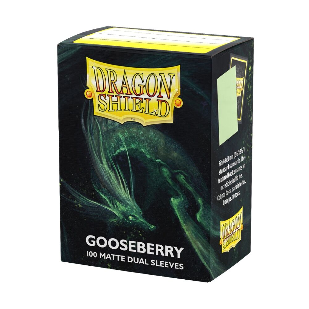 Dragon Shield card sleeves packaging with green dragon illustration on a black background