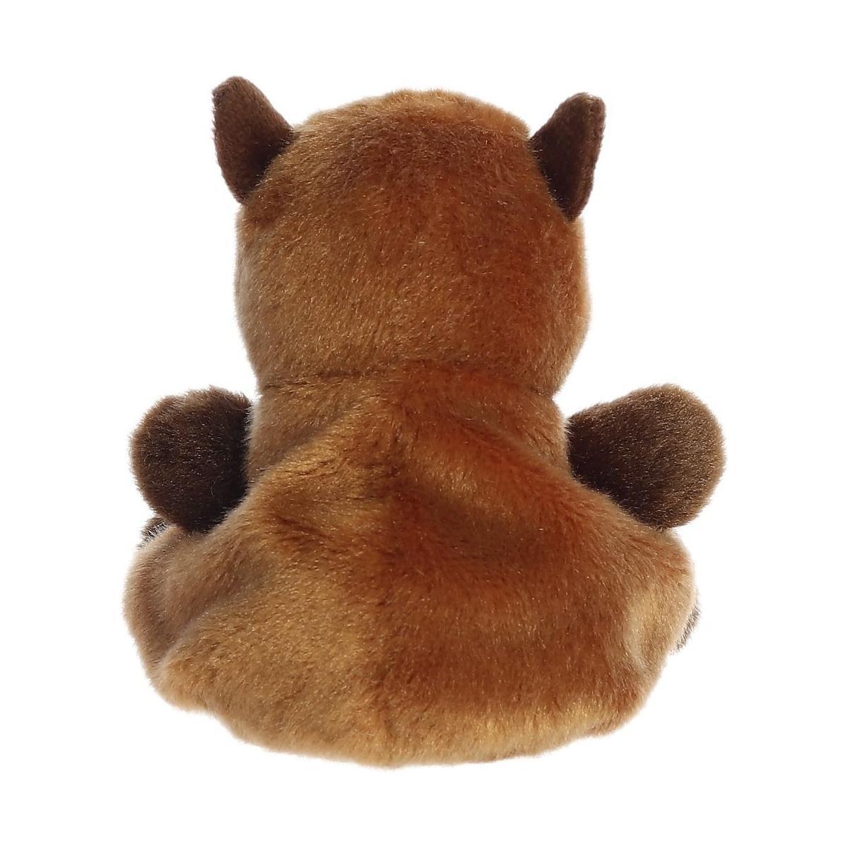 The Twice as Sweet Palm Pal Sid Capybara plushie features small pointed ears and round arms, shown from the back against a white background—perfect as an adorable zoo animal stuffed toy.