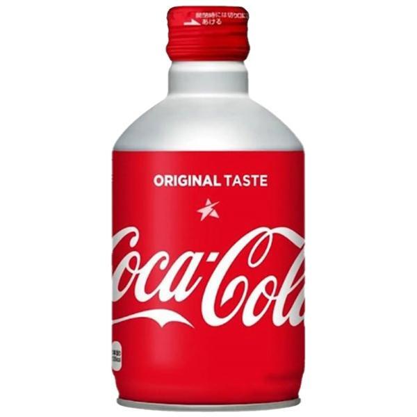 The Coca Cola Aluminium Bottle 300mL (Japan) by Twice as Sweet features a red and white design with the logo and "Original Taste." This limited edition bottle has a sleek look, silver cap, and is inspired by Japanese Coca Cola styles.