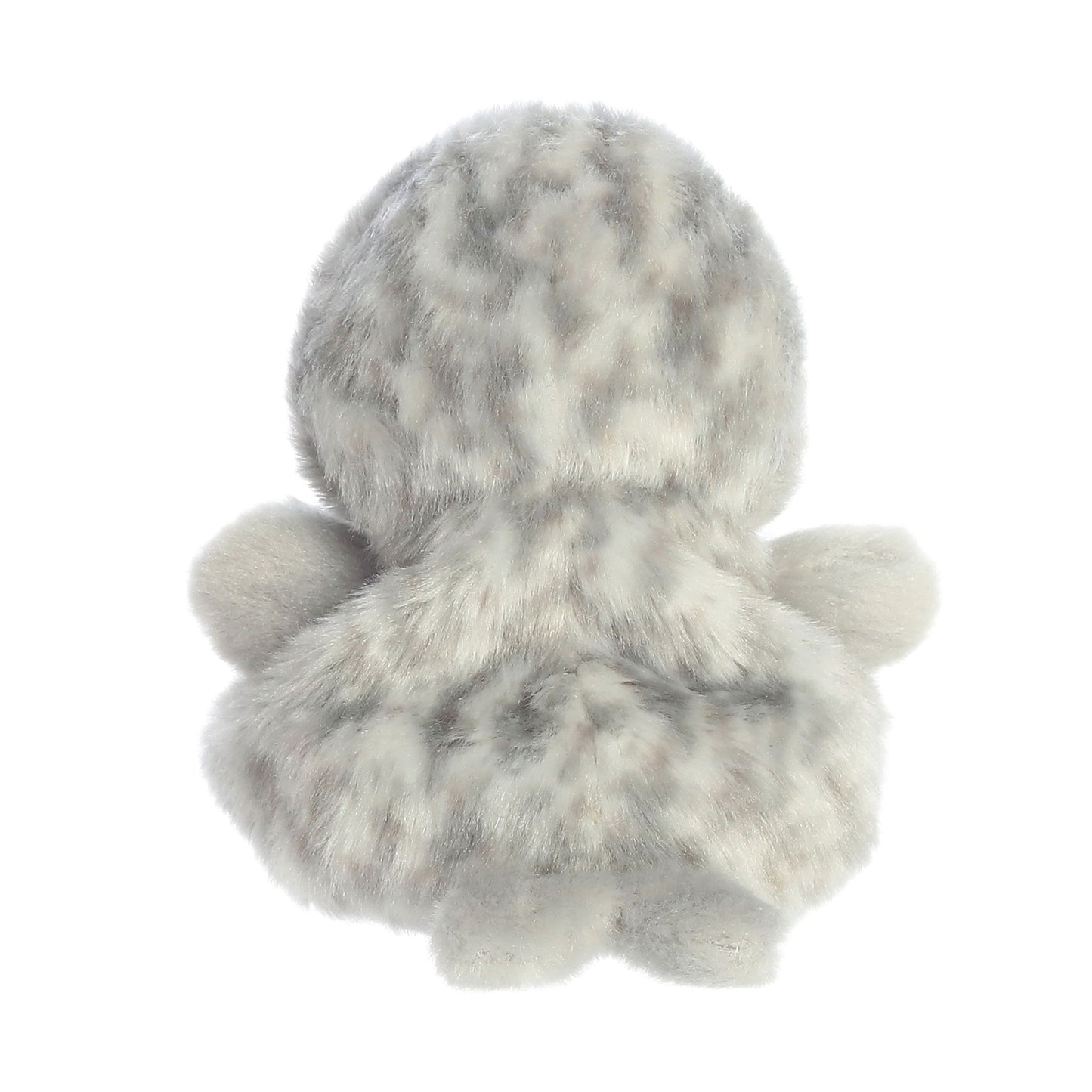 The Twice as Sweet Palm Pal Marina Harbour Seal is a palm-sized, fluffy gray and white plushie with small arms and legs, shown from the back against a white background. It features a soft, furry texture and an animal fur pattern.