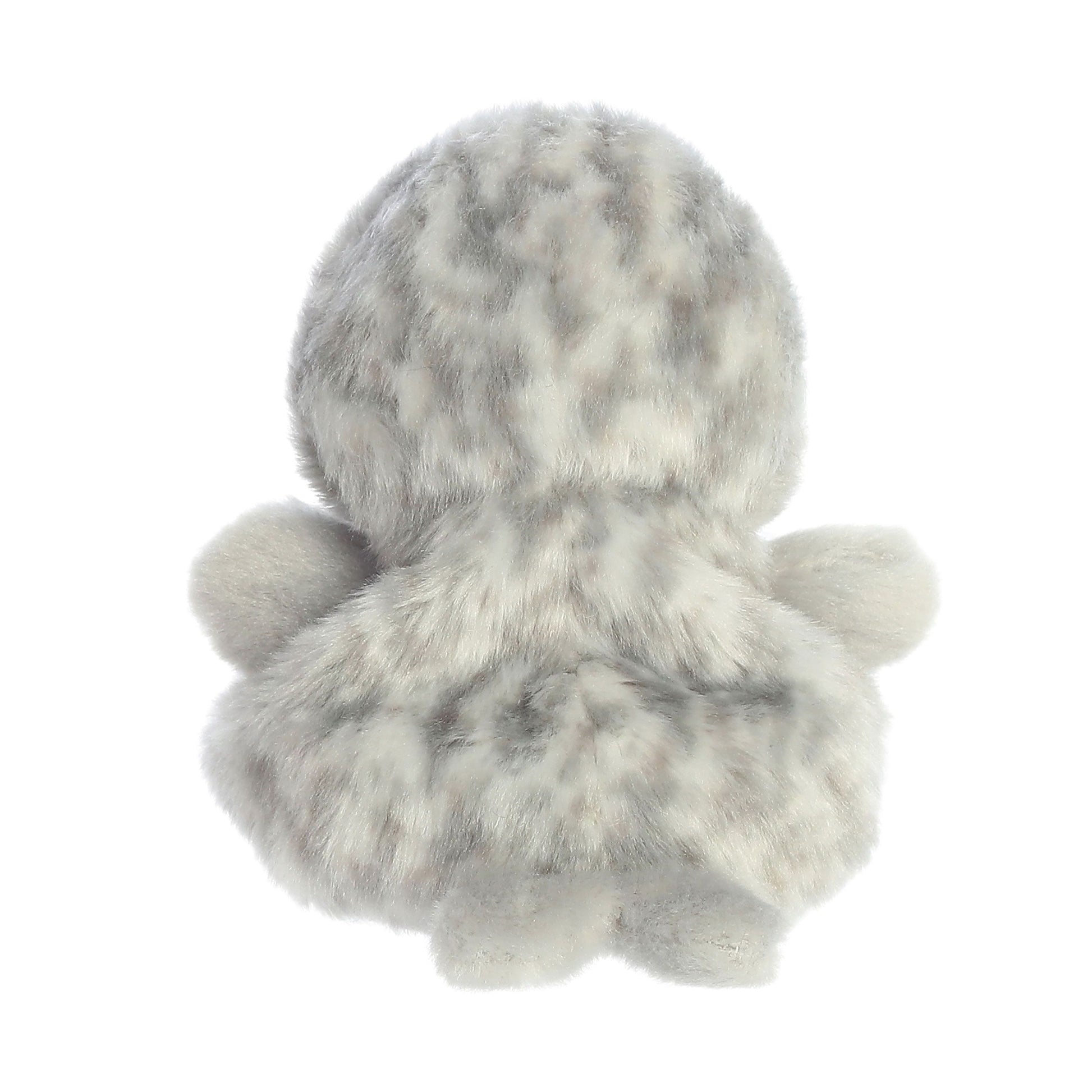The Twice as Sweet Palm Pal Marina Harbour Seal is a palm-sized, fluffy gray and white plushie with small arms and legs, shown from the back against a white background. It features a soft, furry texture and an animal fur pattern.