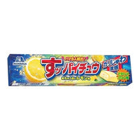 A vibrant pack of Twice as Sweet Morinaga Hi-Chew Lemon 55.2g from Japan, featuring Japanese text and a chewy lemon candy slice on a blue background—ideal for fans of Japanese sweets.