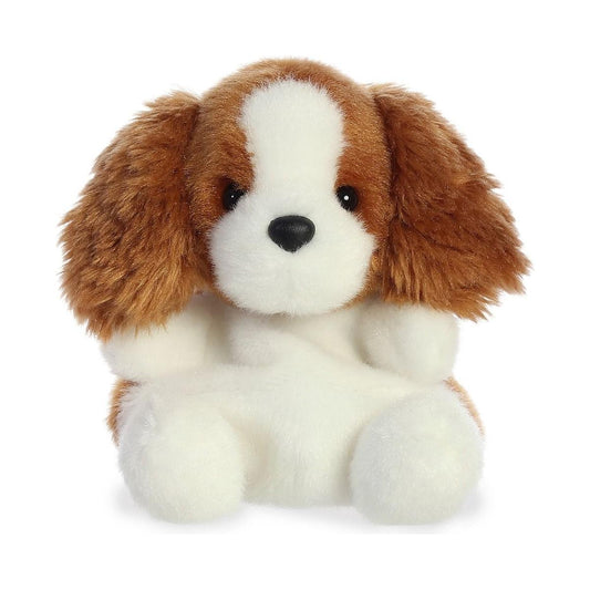 The Twice as Sweet Palm Pal Lady Spaniel is a palm-sized plush dog that sits adorably on a white background.