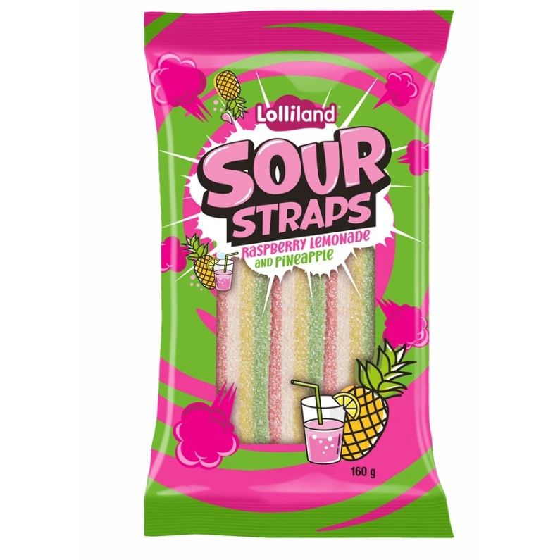 Lolliland Sour Straps Raspberry Lemonade & Pineapple 160g (China)