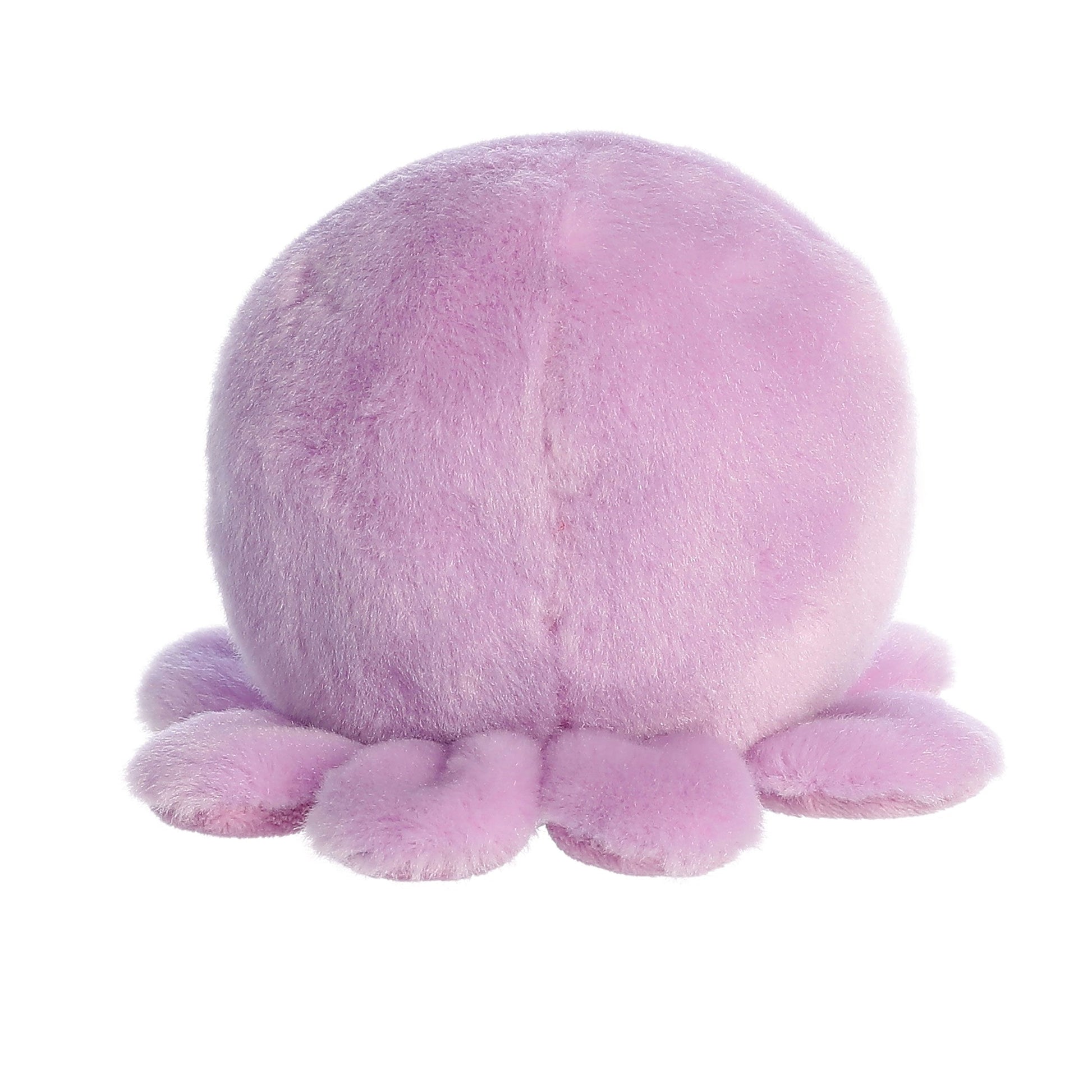 The Twice as Sweet Palm Pal Oliver Octopus is an adorable aquatic plush with soft, fuzzy light purple fabric and short rounded tentacles, shown from the back.