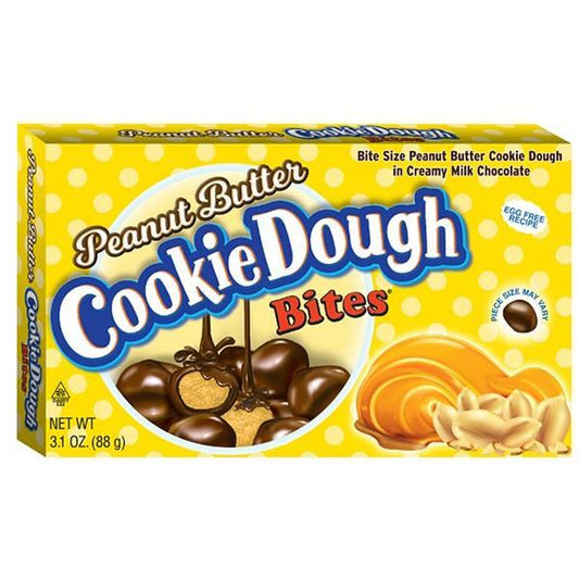 Peanut Butter Cookie Dough Bites 88g (USA) by Twice as Sweet, a tasty American snack for peanut butter fans, with chocolate-covered bites and peanut swirl on a yellow polka-dot pack.