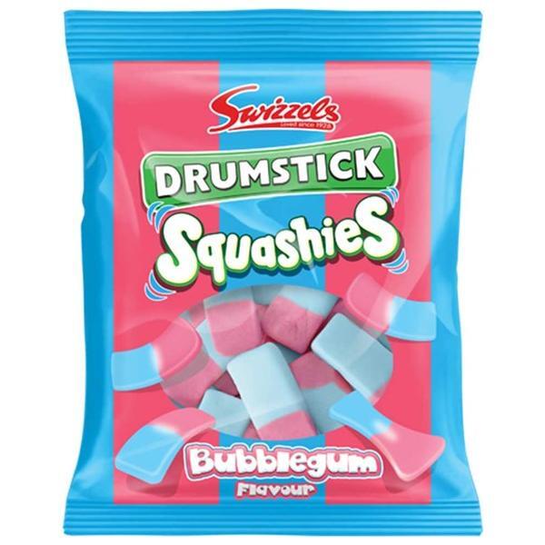 A 160g pack of Twice as Sweet Squashies Bubblegum, classic UK sweets with delicious bubblegum flavour. The blue and pink packaging displays vibrant candy pieces on the front.