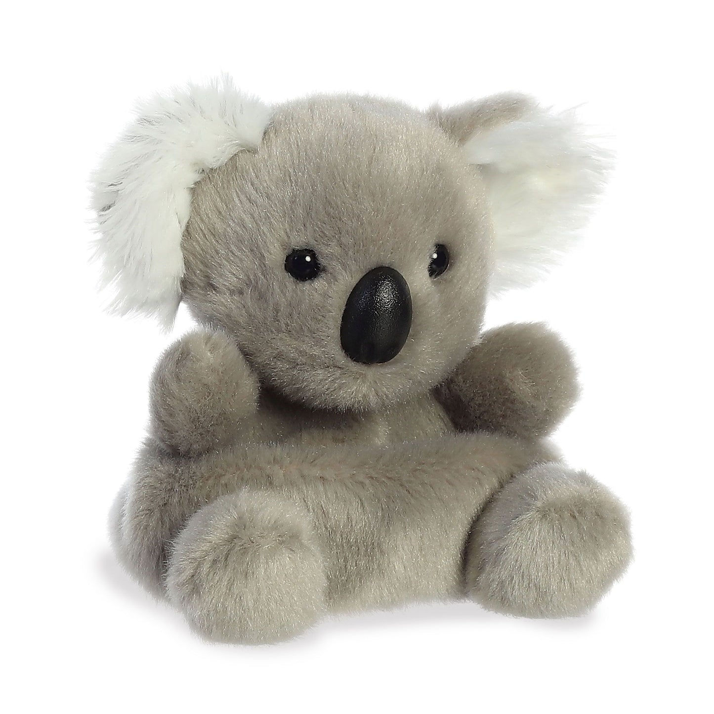 The Twice as Sweet Palm Pal Wiggles Koala is a small, plush toy with soft grey fur, white ear patches, black button eyes, and a black nose sitting upright against a white background.